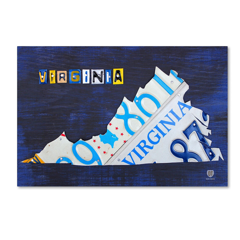 Trademark Fine Art ''Virginia License Plate Map'' by Design Turnpike 16" x 24" Canvas Art (ALI1283-C1624GG)