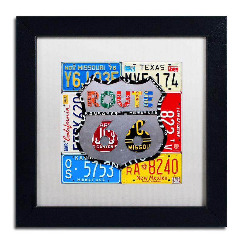 Trademark Fine Art ''Route 66 Road Sign'' by Design Turnpike 11" x 11" White Matted Black Frame (ALI1285-B1111MF)