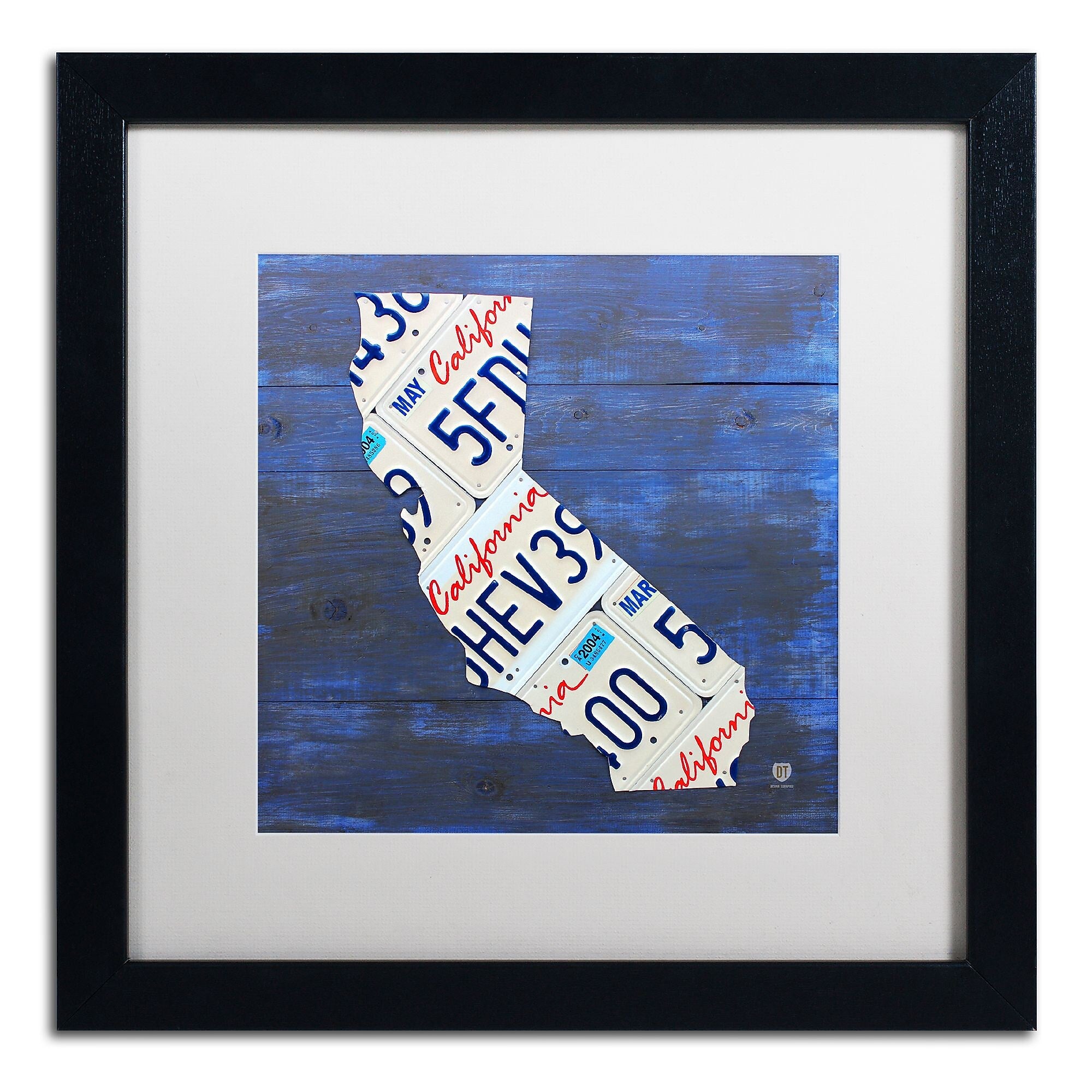 Trademark Fine Art ''California License Plate'' by Design Turnpike 16" x 16" White Matted Black Frame (ALI1290-B1616MF)