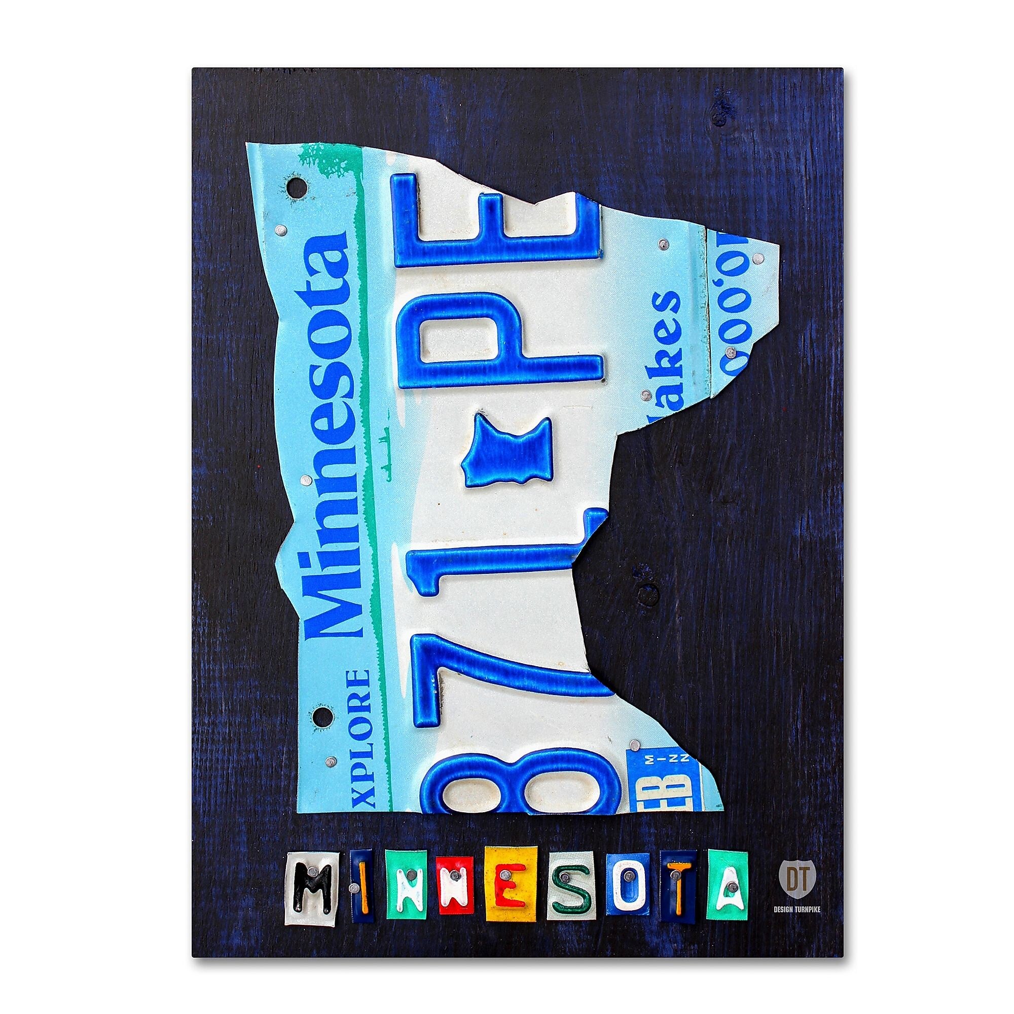 Trademark Fine Art ''Minnesota License Plate Map'' by Design Turnpike 35" x 47" Canvas Art (ALI1294-C3547GG)