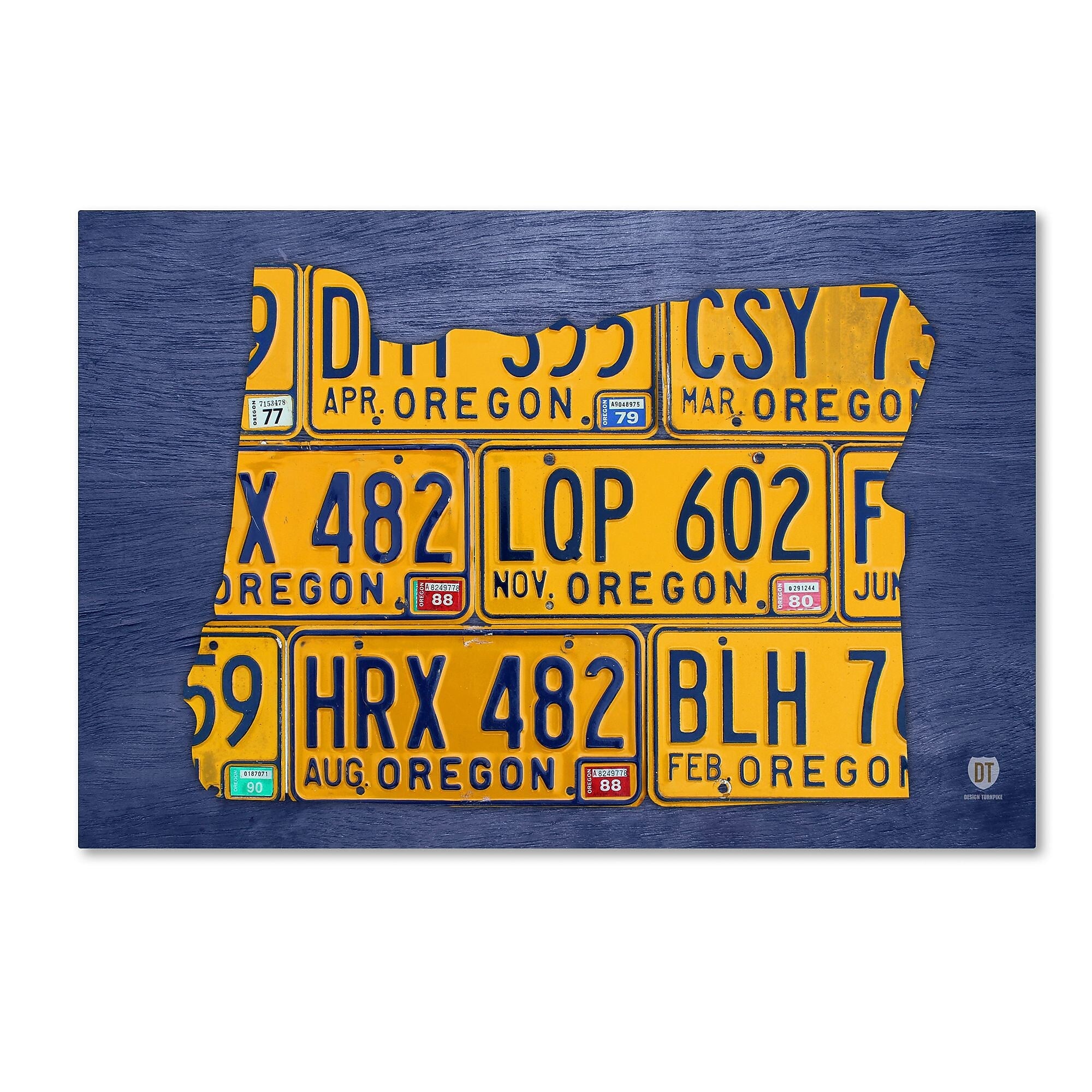 Trademark Fine Art ''Oregon License Plate Map'' by Design Turnpike 22" x 32" Canvas Art (ALI1295-C2232GG)