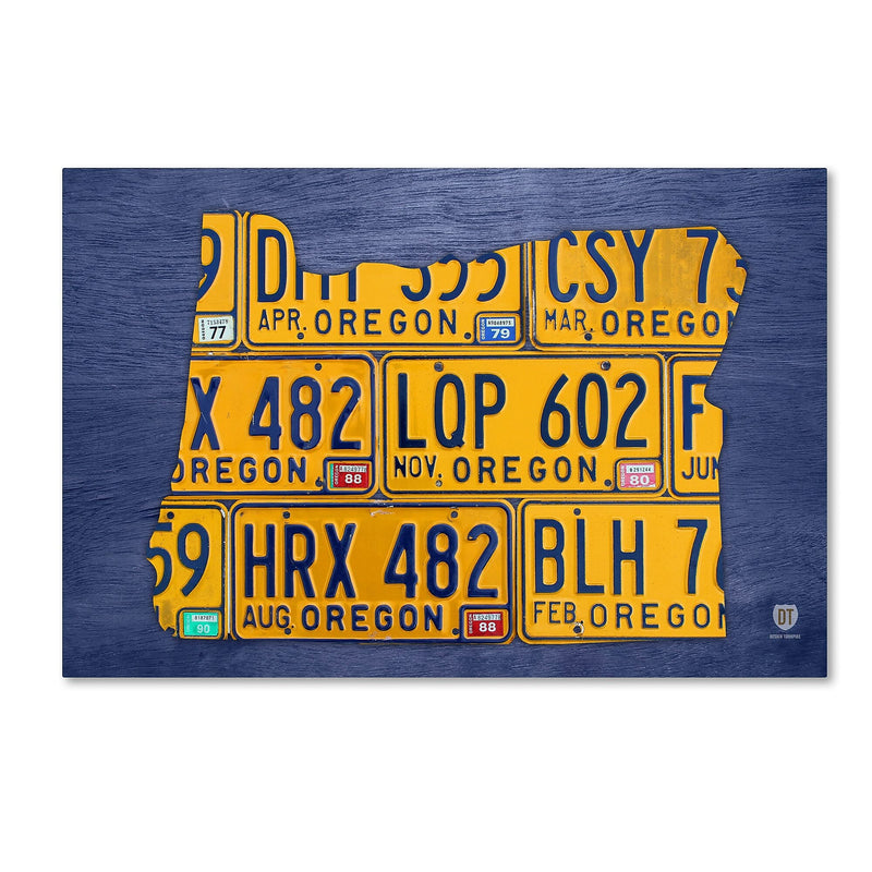 Trademark Fine Art ''Oregon License Plate Map'' by Design Turnpike 22" x 32" Canvas Art (ALI1295-C2232GG)