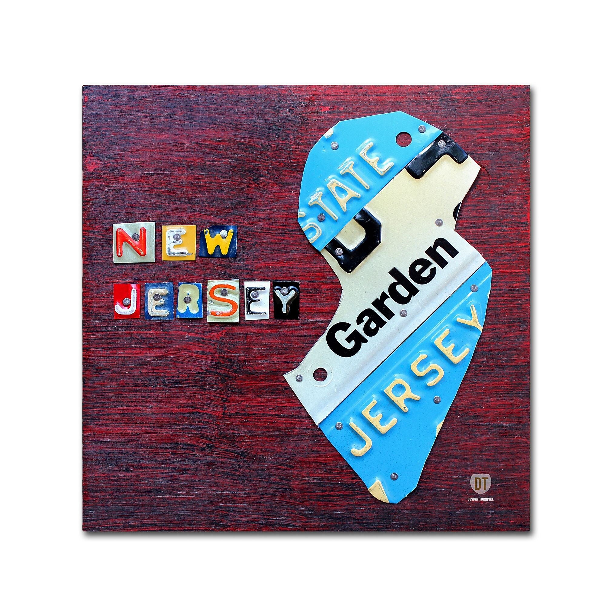 Trademark Fine Art ''New Jersey License Plate Map'' by Design Turnpike 24" x 24" Canvas Art (ALI1298-C2424GG)