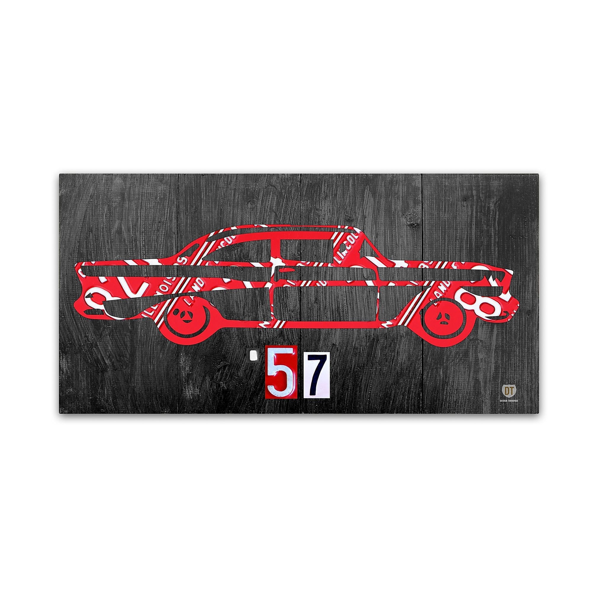 Trademark Fine Art ''57 Chevy License Plate Art'' by Design Turnpike 10" x 19" Canvas Art (ALI1299-C1019GG)