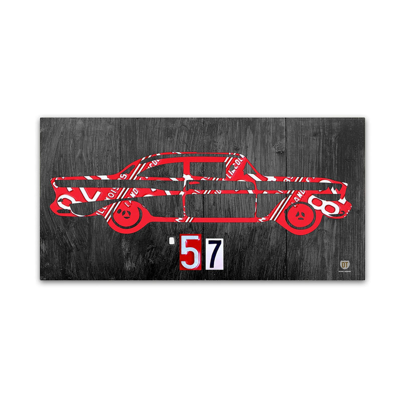 Trademark Fine Art ''57 Chevy License Plate Art'' by Design Turnpike 10" x 19" Canvas Art (ALI1299-C1019GG)