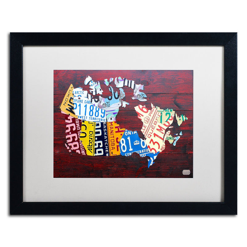Trademark Fine Art ''Canada License Plate Map'' by Design Turnpike 16" x 20" White Matted Black Frame (ALI1300-B1620MF)