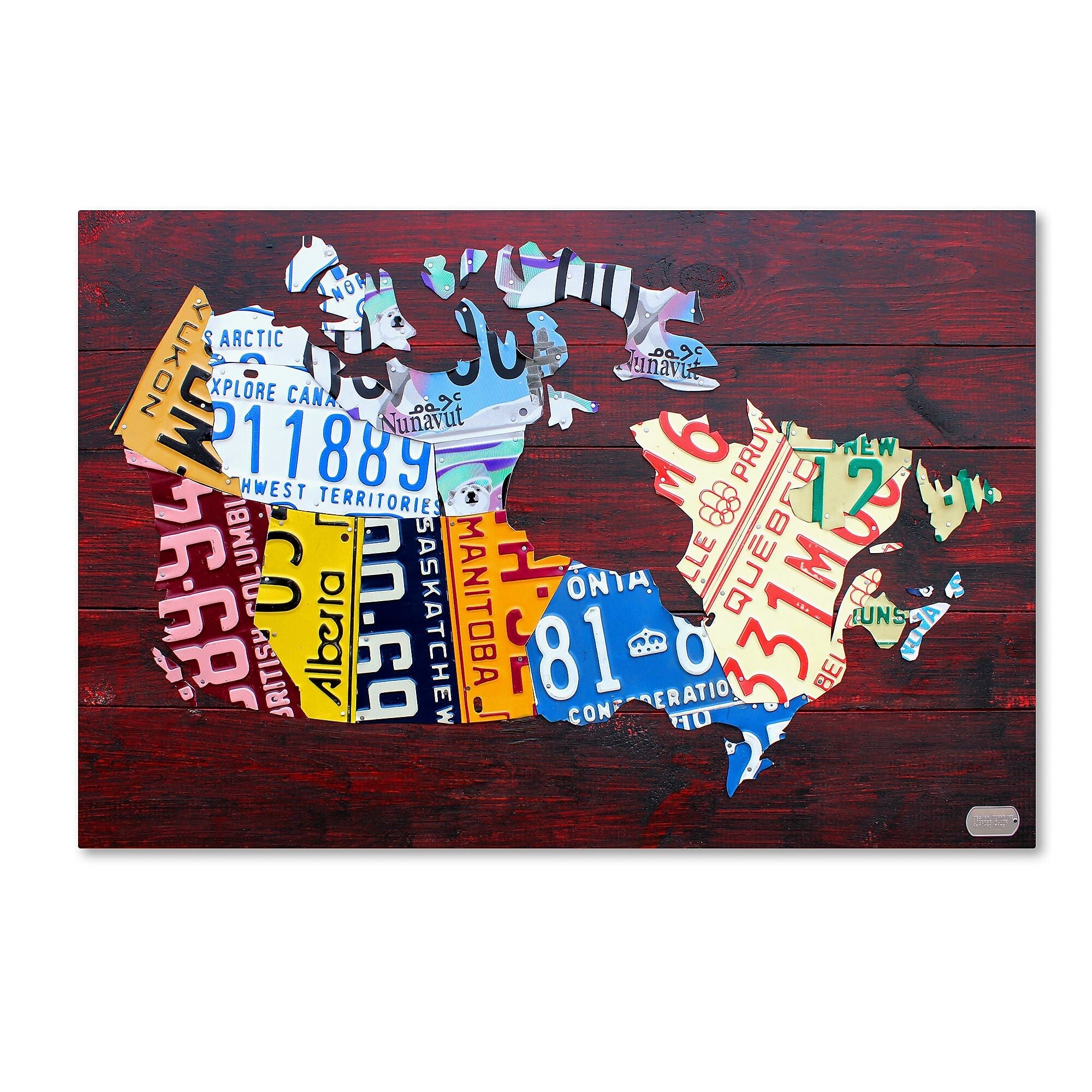 Trademark Fine Art ''Canada License Plate Map'' by Design Turnpike 22" x 32" Canvas Art (ALI1300-C2232GG)