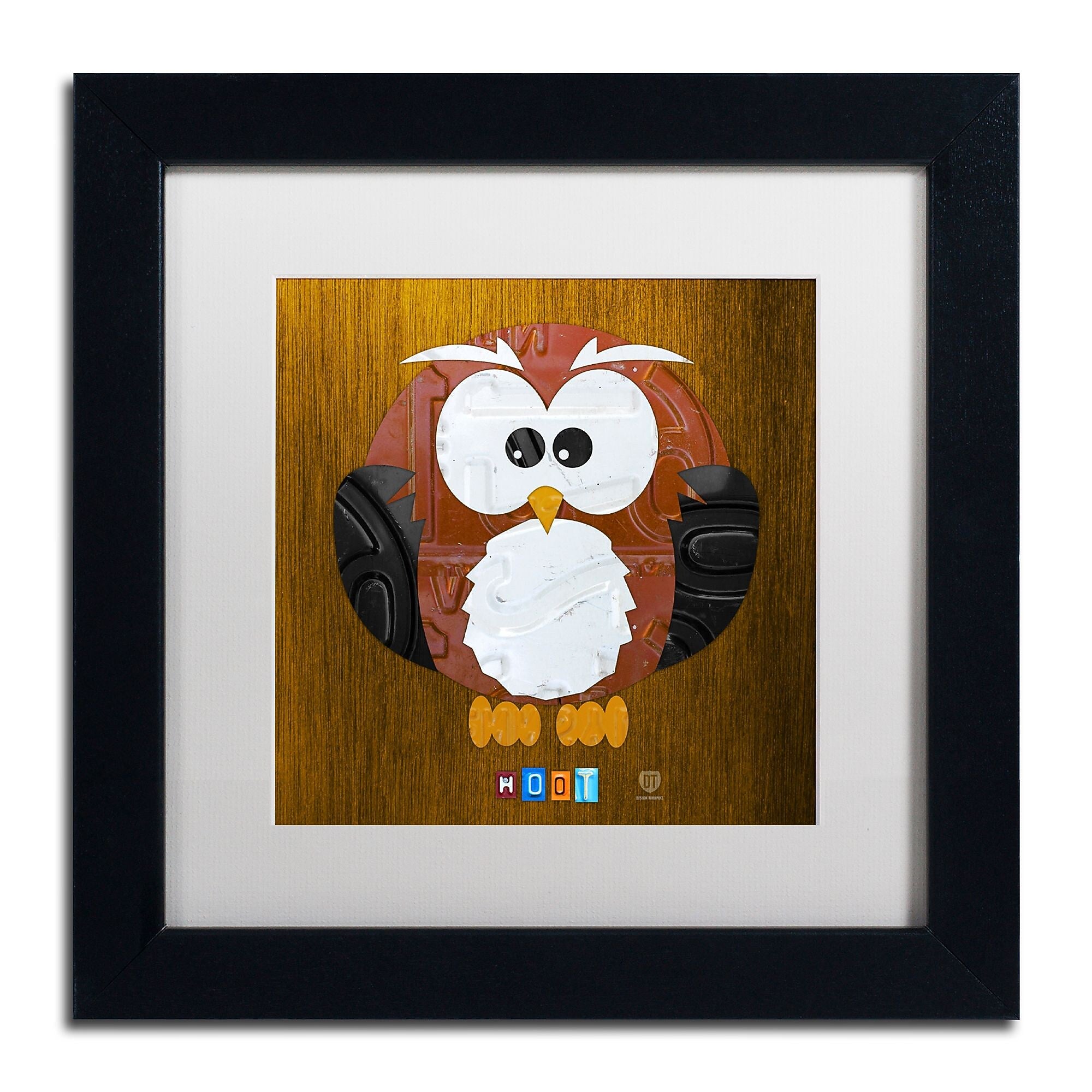 Trademark Fine Art ''Hoot The Owl'' by Design Turnpike 11" x 11" White Matted Black Frame (ALI1302-B1111MF)