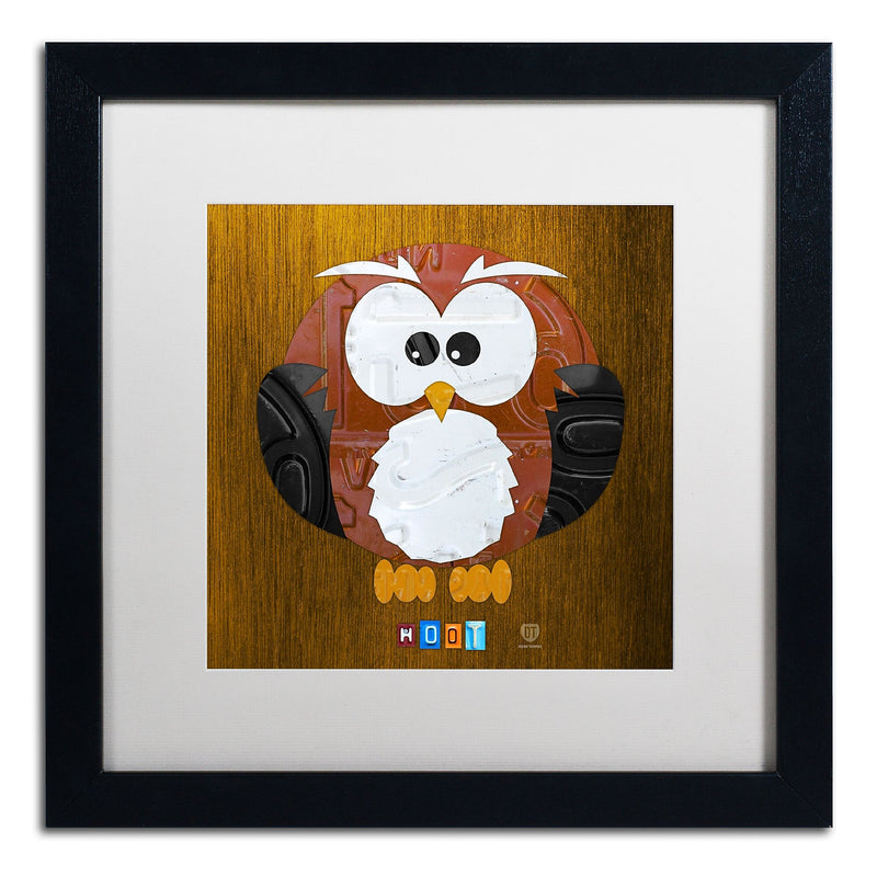 Trademark Fine Art ''Hoot The Owl'' by Design Turnpike 16" x 16" White Matted Black Frame (ALI1302-B1616MF)