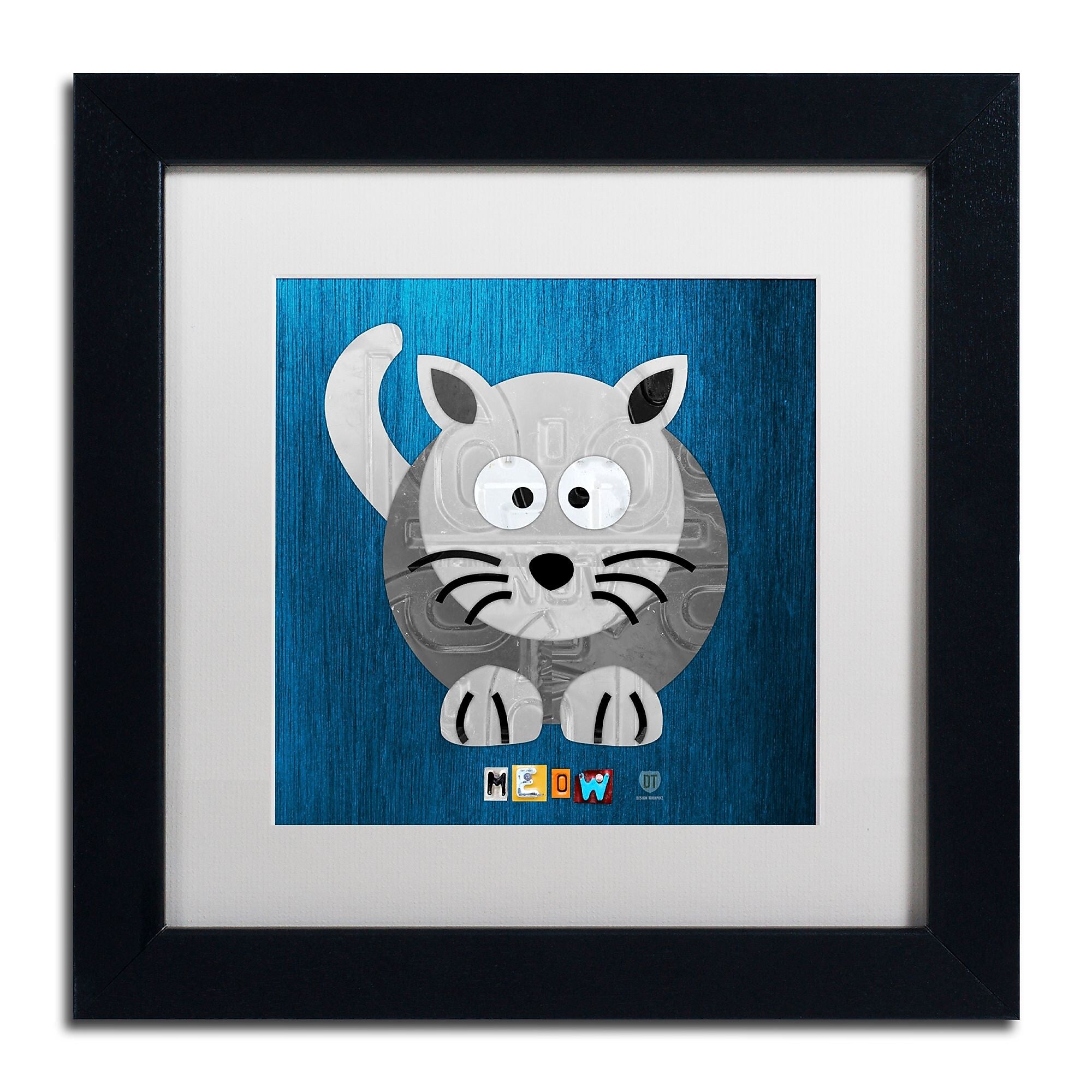 Trademark Fine Art ''Meow The Cat'' by Design Turnpike 11" x 11" White Matted Black Frame (ALI1303-B1111MF)