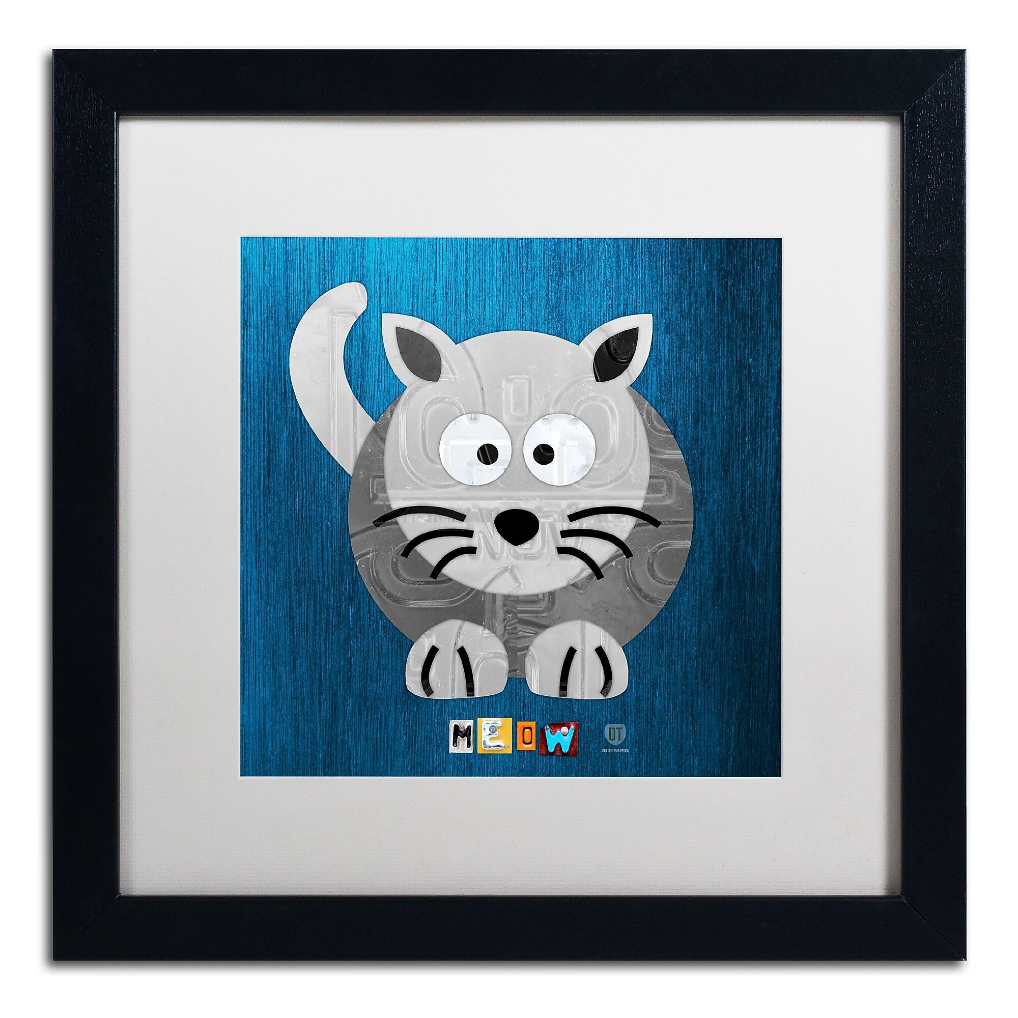 Trademark Fine Art ''Meow The Cat'' by Design Turnpike 16" x 16" White Matted Black Frame (ALI1303-B1616MF)