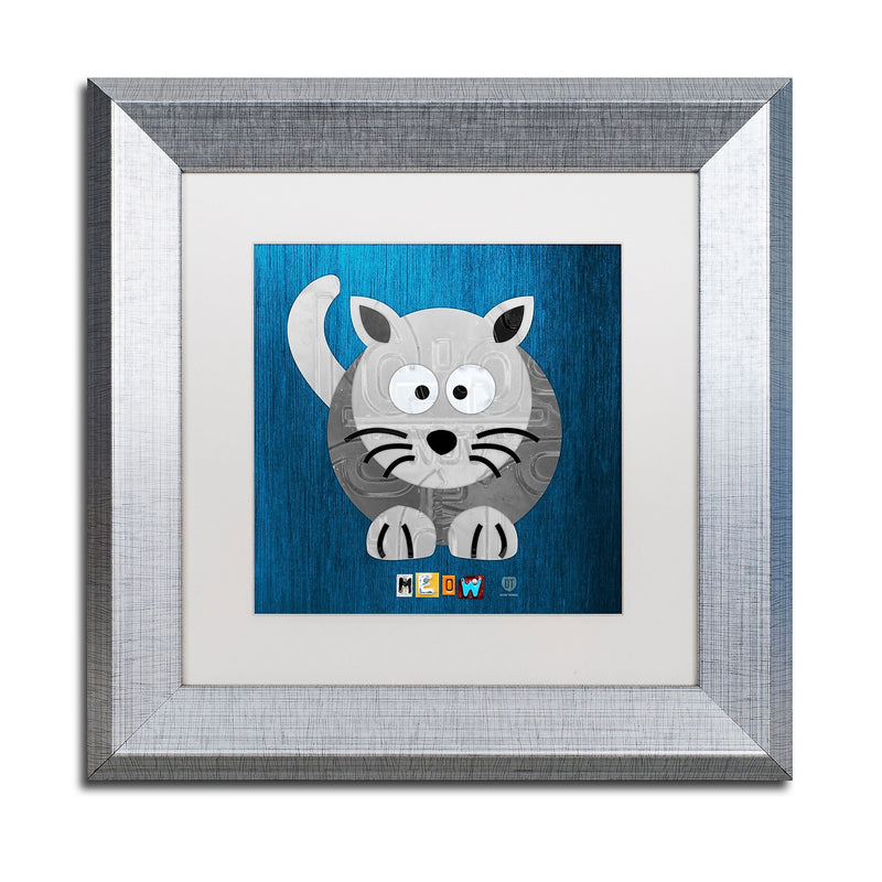 Trademark Fine Art ''Meow The Cat'' by Design Turnpike 11" x 11" White Matted Silver Frame (ALI1303-S1111MF)