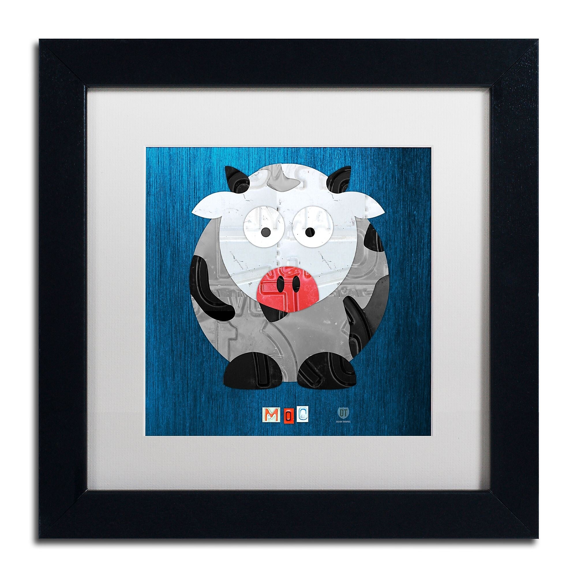 Trademark Fine Art ''Moo The Cow'' by Design Turnpike 11" x 11" White Matted Black Frame (ALI1304-B1111MF)