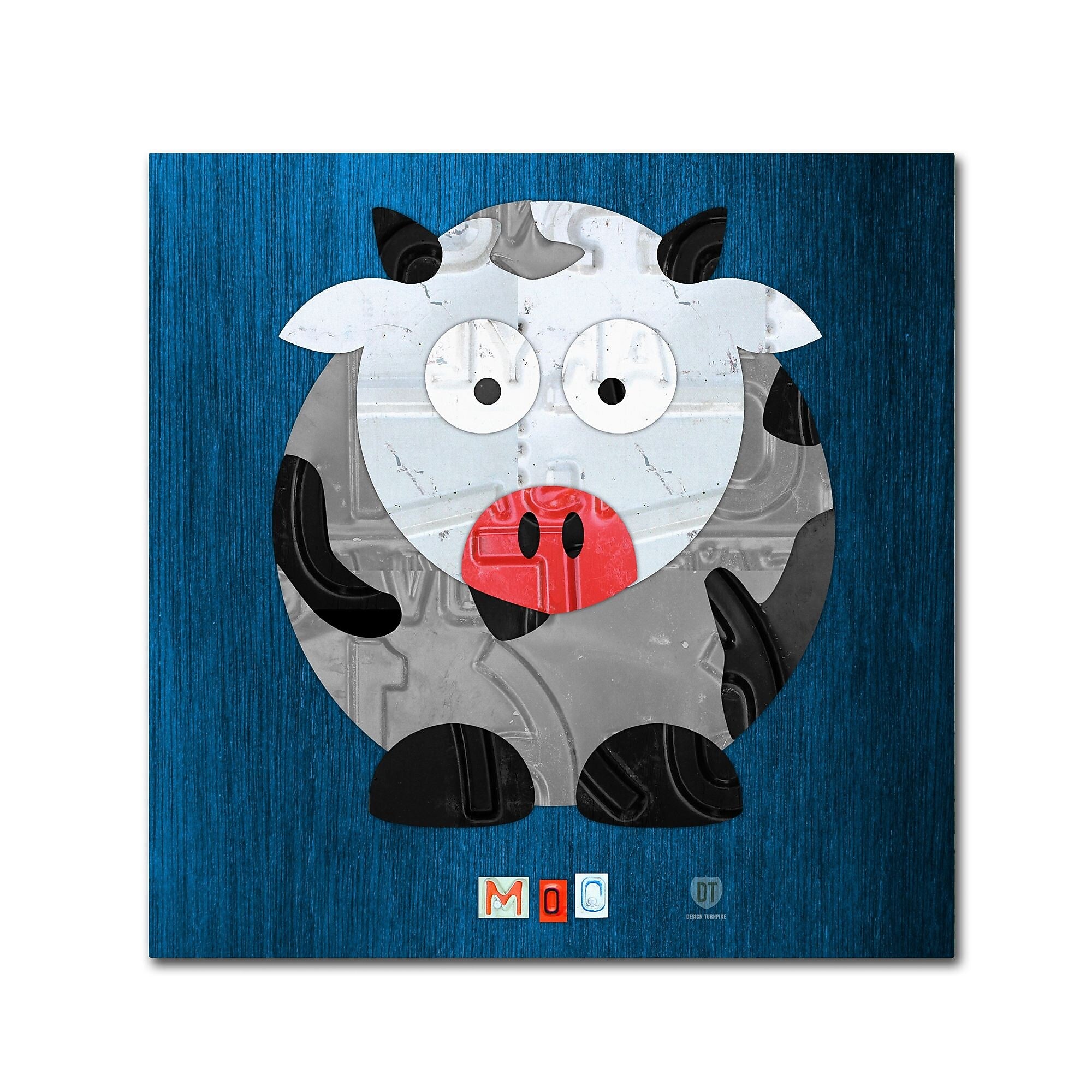 Trademark Fine Art ''Moo The Cow'' by Design Turnpike 35" x 35" Canvas Art (ALI1304-C3535GG)