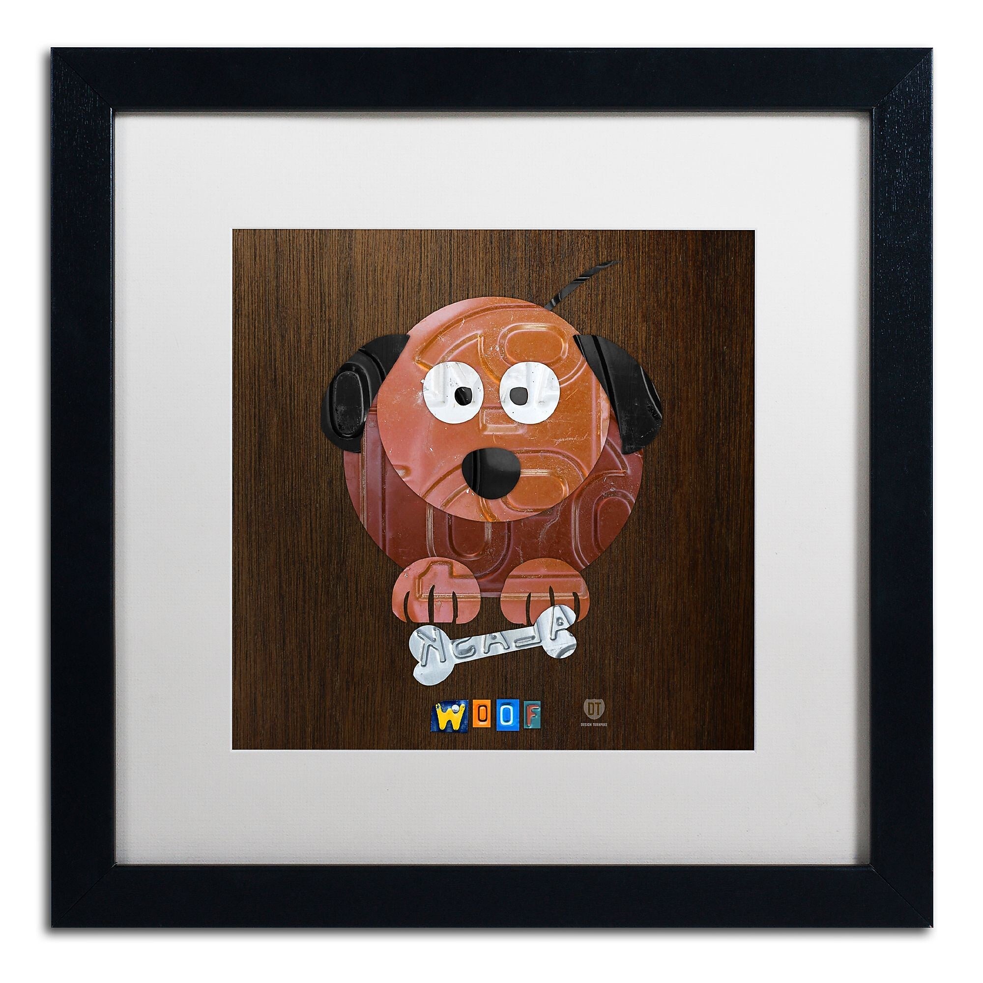 Trademark Fine Art ''Woof The Dog'' by Design Turnpike 16" x 16" White Matted Black Frame (ALI1305-B1616MF)