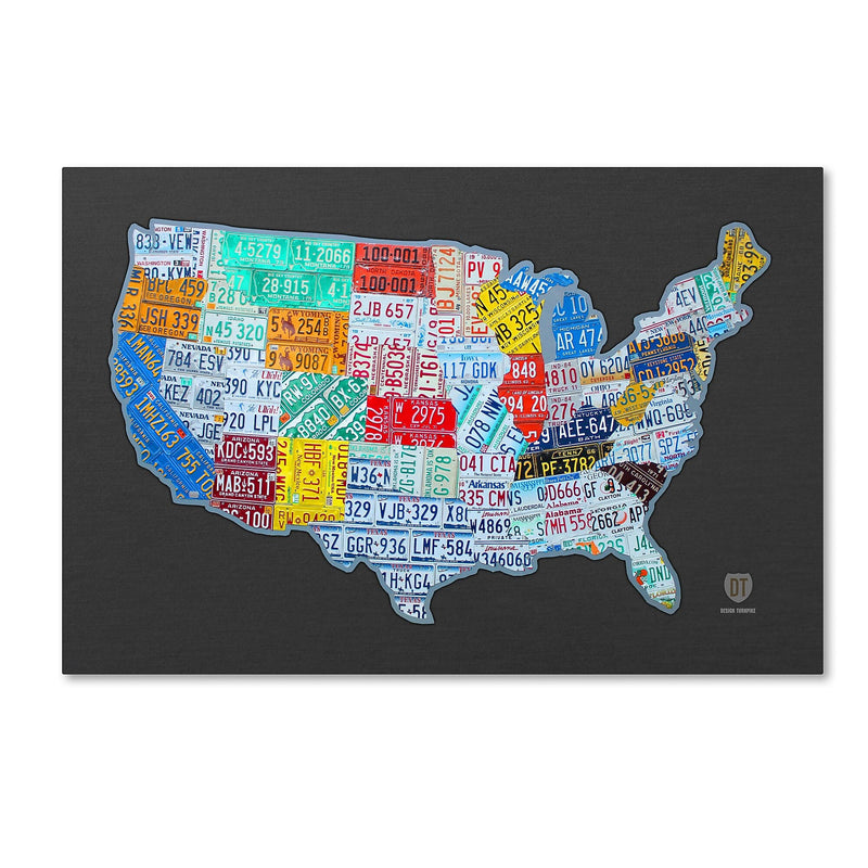 Trademark Fine Art ''Massive USA License Plate Map'' by Design Turnpike 16" x 24" Canvas Art (ALI1306-C1624GG)