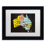 Trademark Fine Art ''Australia License Plate Map'' by Design Turnpike 11" x 14" White Matted Black Frame (ALI1311-B1114MF)