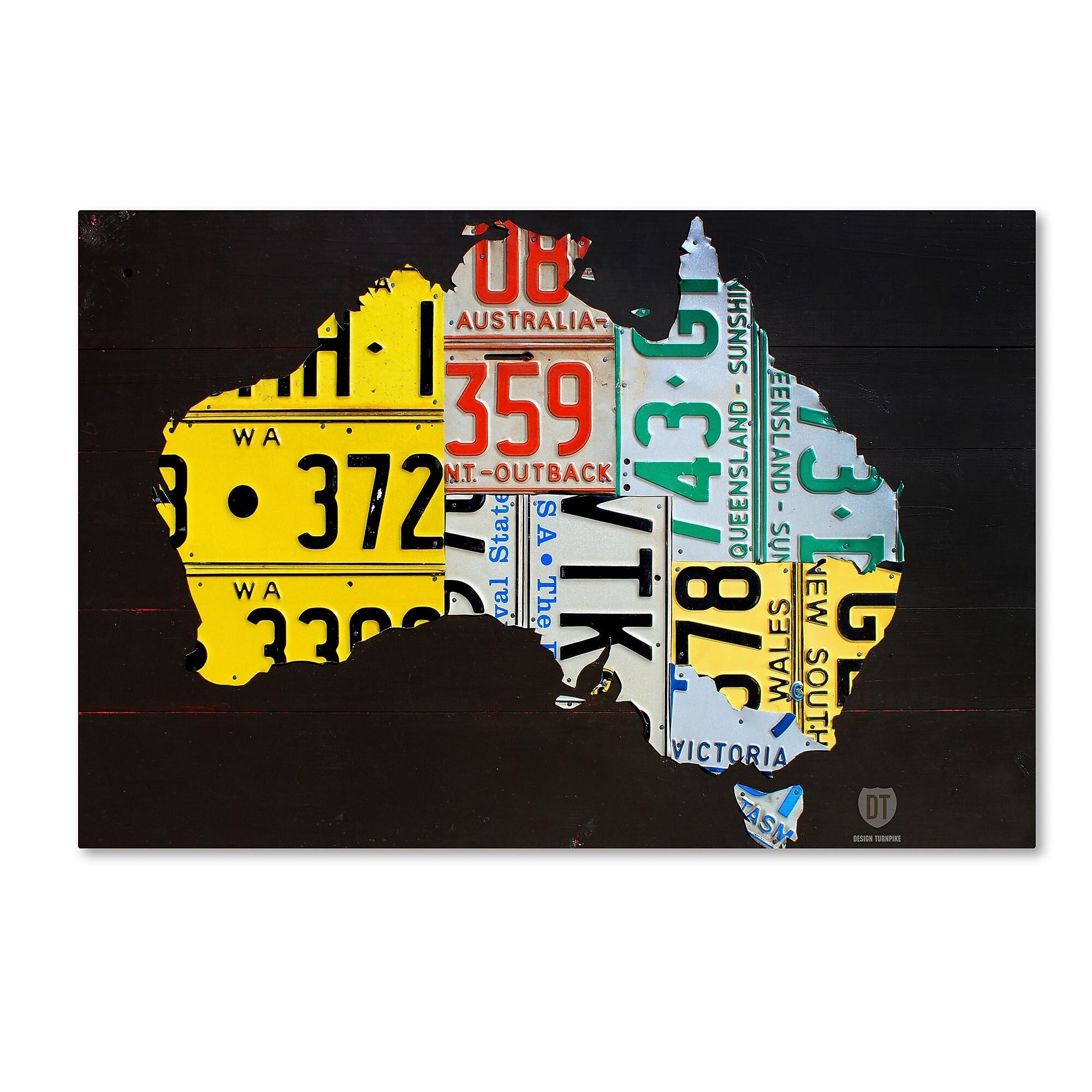 Trademark Fine Art ''Australia License Plate Map'' by Design Turnpike 16" x 24" Canvas Art (ALI1311-C1624GG)