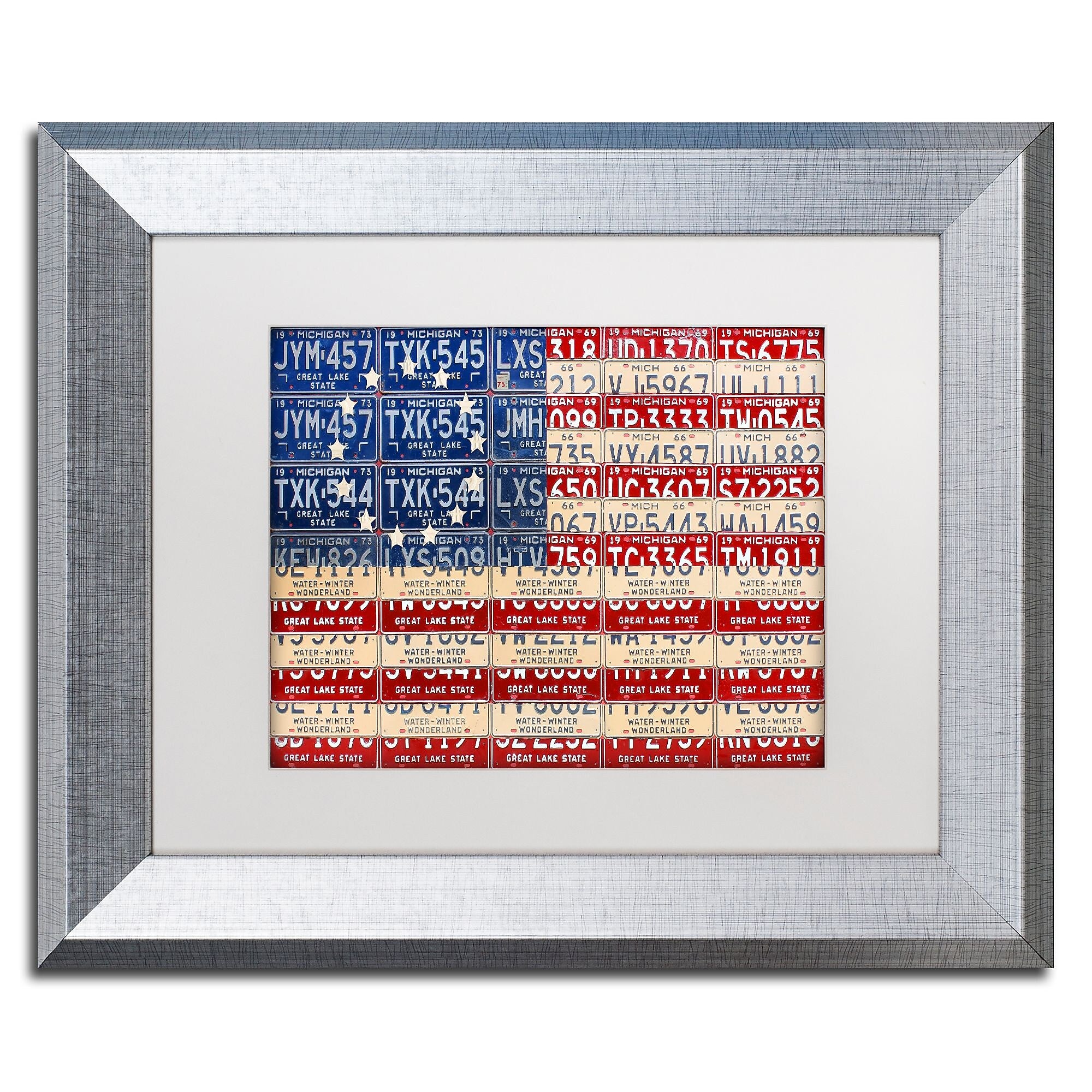 Trademark Fine Art ''Betsy Ross Flag'' by Design Turnpike 11" x 14" White Matted Silver Frame (ALI1313-S1114MF)