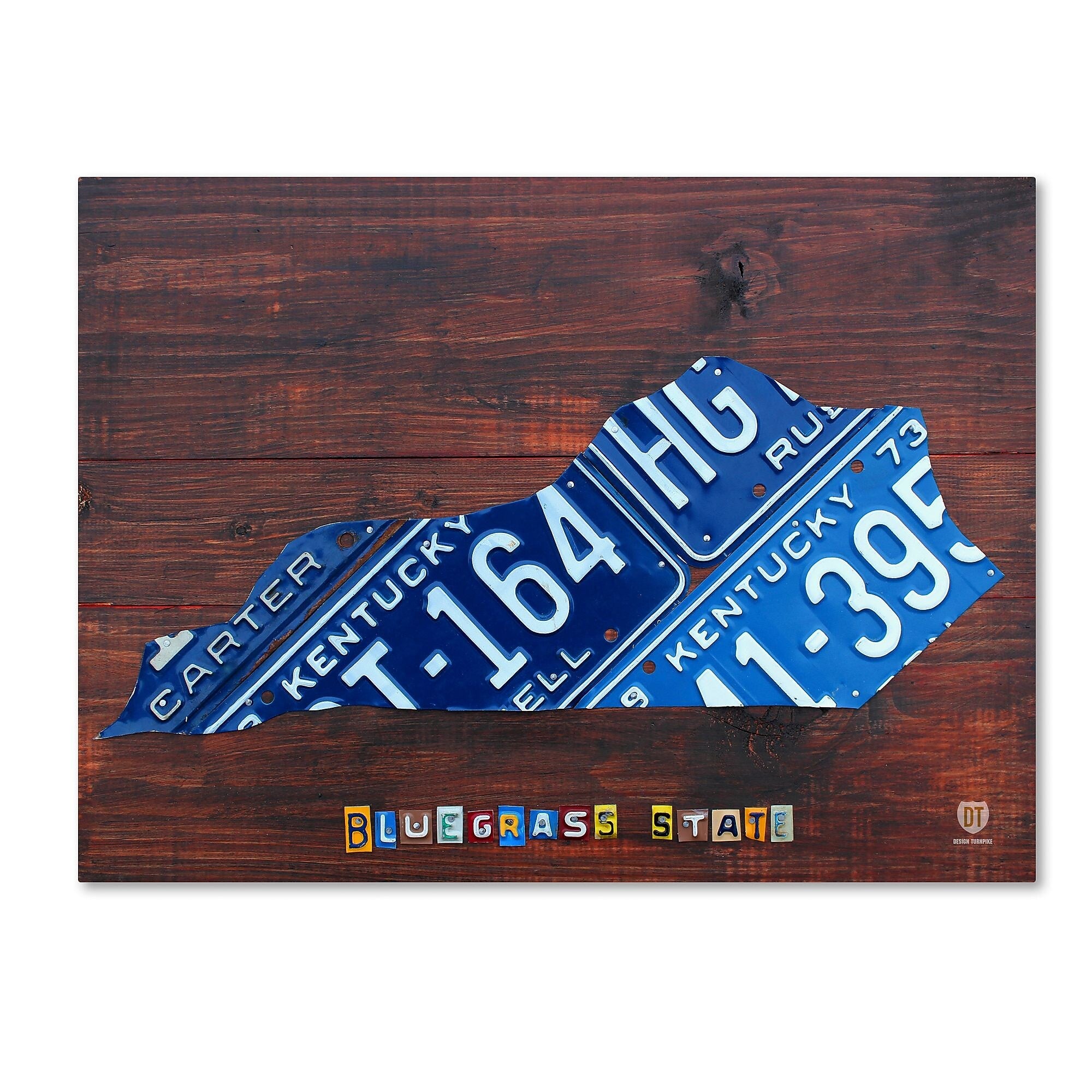 Trademark Fine Art ''Kentucky License Plate Map'' by Design Turnpike 35" x 47" Canvas Art (ALI1314-C3547GG)