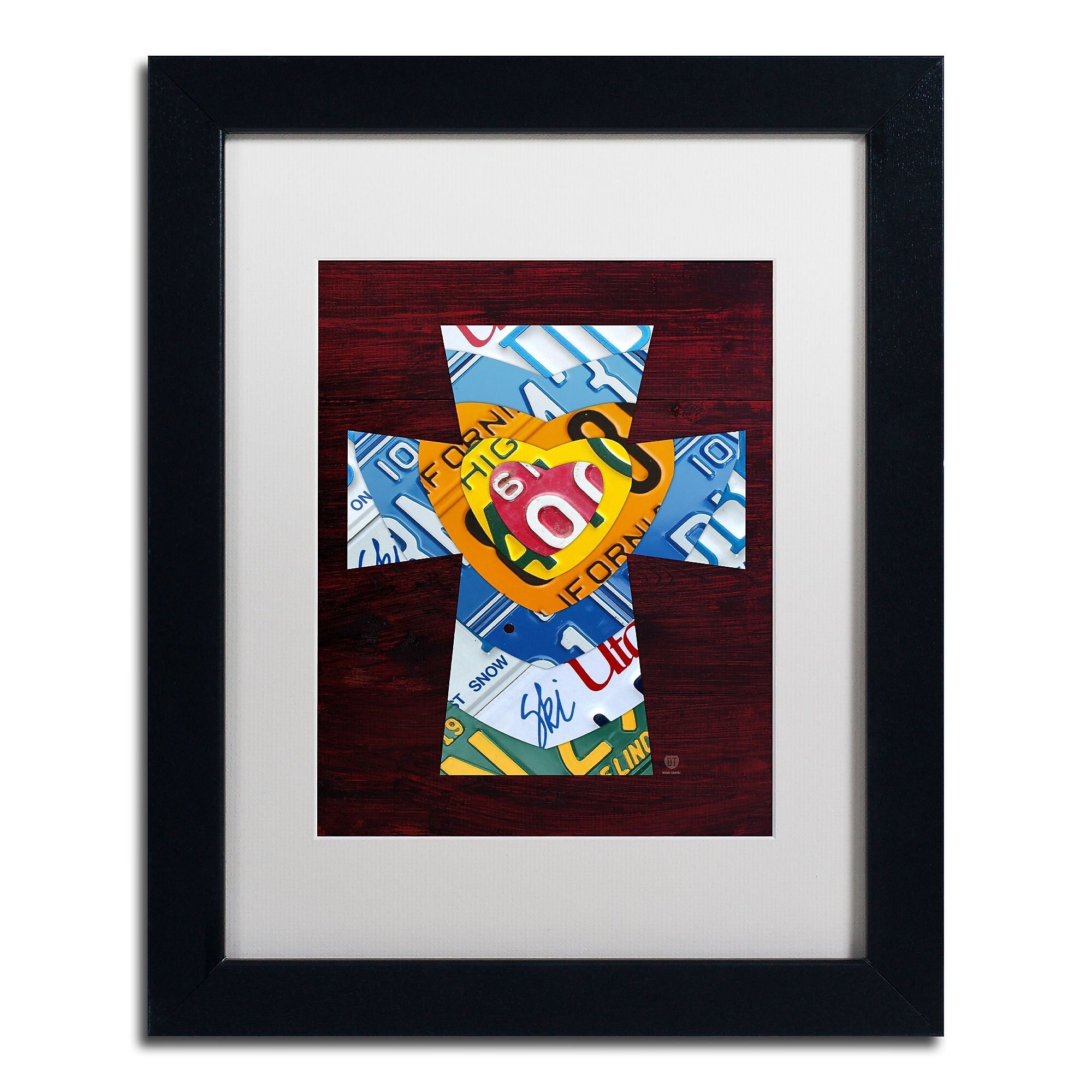 Trademark Fine Art ''Heart Cross'' by Design Turnpike 11" x 14" White Matted Black Frame (ALI1316-B1114MF)