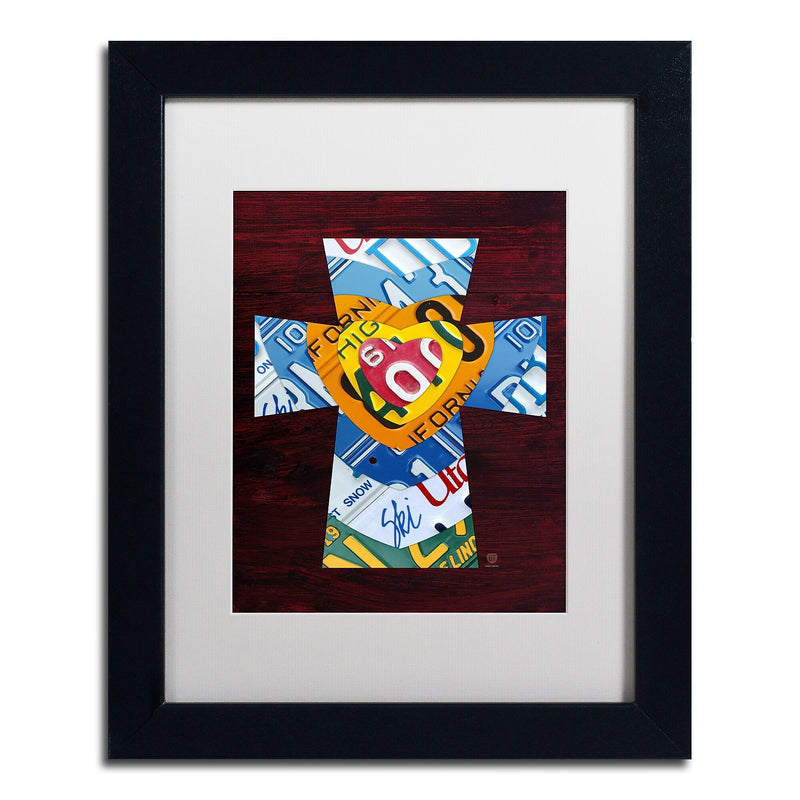 Trademark Fine Art ''Heart Cross'' by Design Turnpike 11" x 14" White Matted Black Frame (ALI1316-B1114MF)