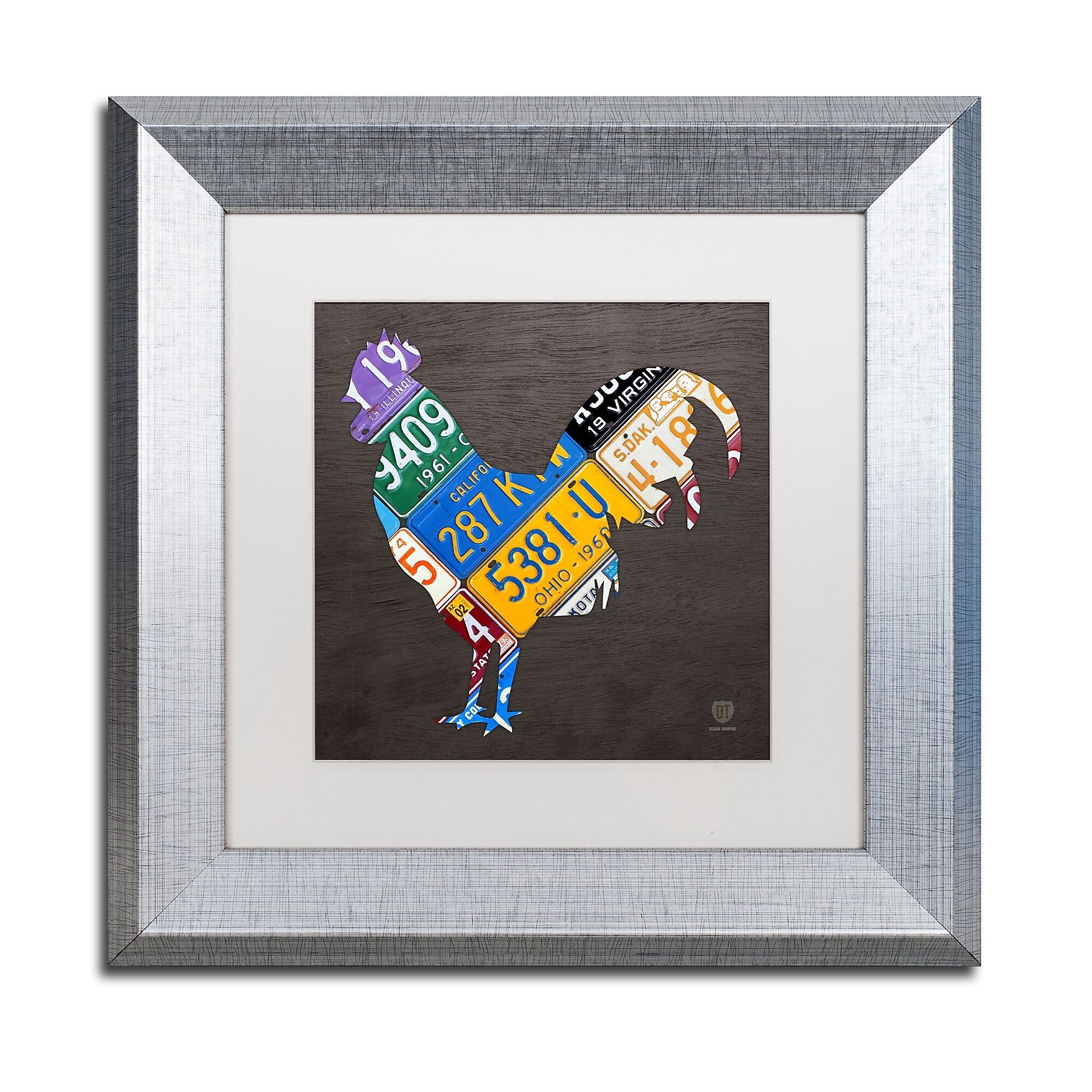 Trademark Fine Art ''Rooster'' by Design Turnpike 11" x 11" White Matted Silver Frame (ALI1318-S1111MF)