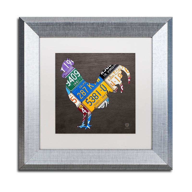 Trademark Fine Art ''Rooster'' by Design Turnpike 11" x 11" White Matted Silver Frame (ALI1318-S1111MF)