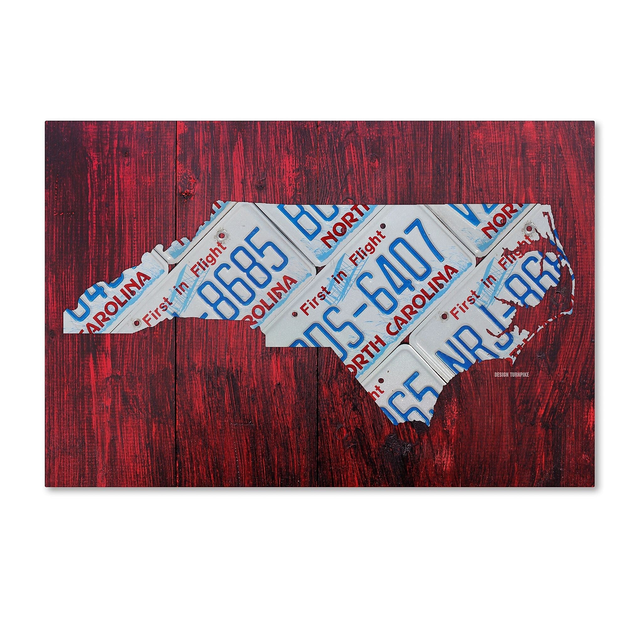 Trademark Fine Art ''North Carolina License Plate Map'' by Design Turnpike 22" x 32" Canvas Art (ALI1320-C2232GG)