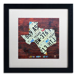 Trademark Fine Art ''Texas License Plate Map Large'' by Design Turnpike 16" x 16" White Matted Black Frame (ALI1323-B1616MF)