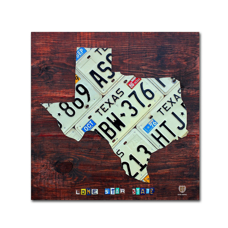 Trademark Fine Art ''Texas License Plate Map Large'' by Design Turnpike 35" x 35" Canvas Art (ALI1323-C3535GG)