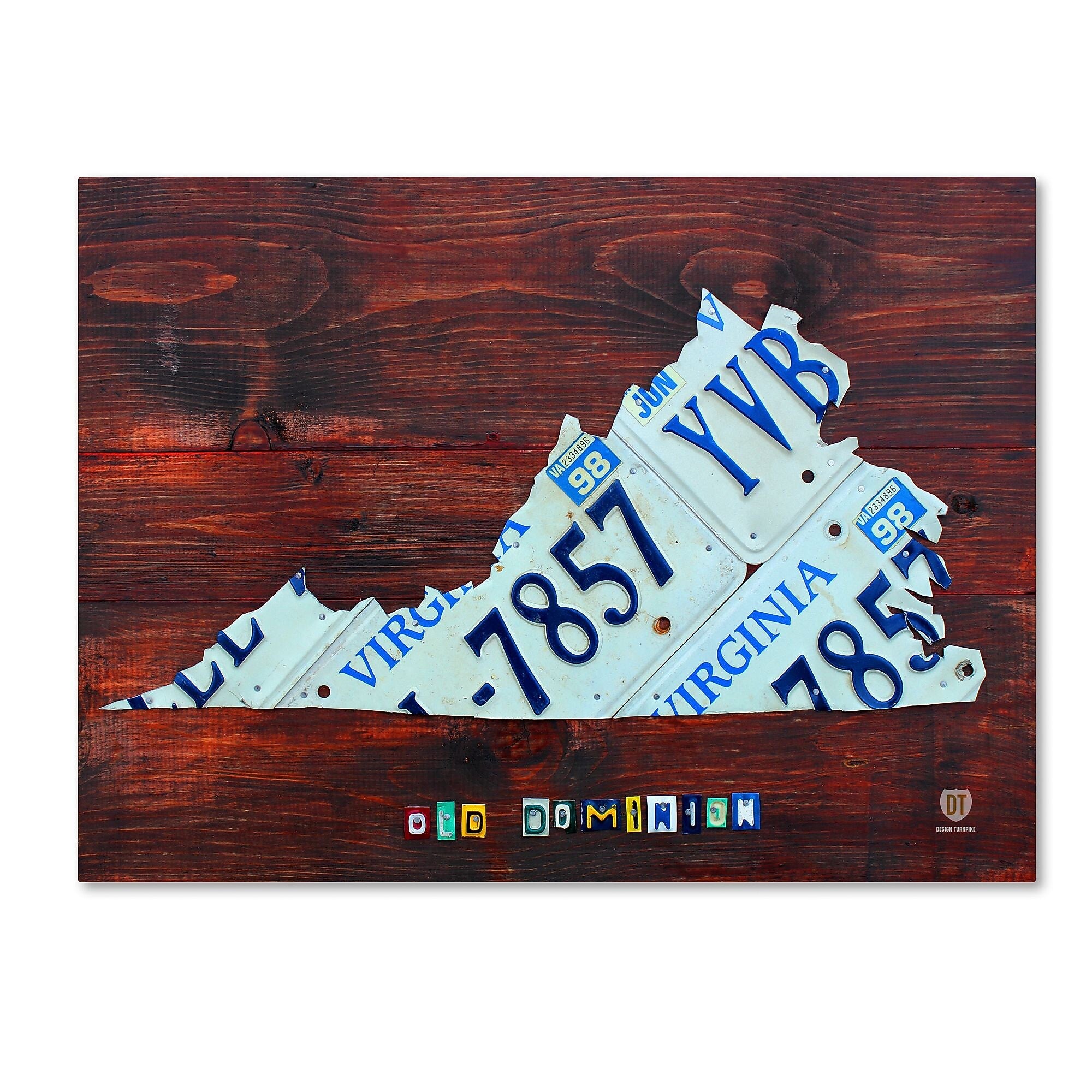 Trademark Fine Art ''Virginia License Plate Map Large'' by Design Turnpike 35" x 47" Canvas Art (ALI1324-C3547GG)