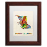 Trademark Fine Art ''British Columbia Watercolor Map'' by Michael Tompsett 11" x 14" White Matted Wood Frame (MT0503-W1114MF)