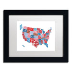 Trademark Fine Art ''United States Typography Text Map'' by Michael Tompsett 11" x 14" Black Frame (MT0504-B1114MF)
