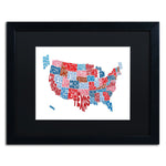 Trademark Fine Art ''United States Typography Text Map'' by Michael Tompsett 16" x 20" Black Frame (MT0504-B1620BMF)