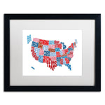 Trademark Fine Art ''United States Typography Text Map'' by Michael Tompsett 16" x 20" White Matted Black Frame (MT0504-B1620MF)