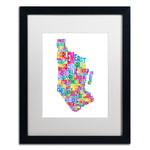 Trademark Fine Art ''Manhattan New York Typography Map'' by Michael Tompsett 16" x 20" White Matted Black Frame (MT0505-B1620MF)