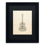 Trademark Fine Art ''Acoustic Guitar Old Sheet Music'' by Michael Tompsett 11" x 14" Black Matted Black Frame (MT0506-B1114BMF)