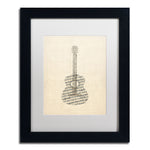 Trademark Fine Art ''Acoustic Guitar Old Sheet Music'' by Michael Tompsett 11" x 14" White Matted Black Frame (MT0506-B1114MF)
