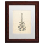 Trademark Fine Art ''Acoustic Guitar Old Sheet Music'' by Michael Tompsett 11" x 14" White Matted Wood Frame (MT0506-W1114MF)