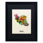 Trademark Fine Art ''Iran Watercolor Map'' by Michael Tompsett 16" x 20" Black Matted Black Frame (MT0507-B1620BMF)