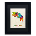 Trademark Fine Art ''Costa Rica Watercolor Map'' by Michael Tompsett 11" x 14" Black Matted Black Frame (MT0510-B1114BMF)