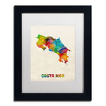 Trademark Fine Art ''Costa Rica Watercolor Map'' by Michael Tompsett 11" x 14" White Matted Black Frame (MT0510-B1114MF)