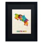Trademark Fine Art ''Costa Rica Watercolor Map'' by Michael Tompsett 16" x 20" Black Matted Black Frame (MT0510-B1620BMF)