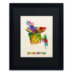 Trademark Fine Art ''Bangladesh Watercolor Map'' by Michael Tompsett 16" x 20" Black Matted Black Frame (MT0511-B1620BMF)