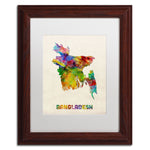 Trademark Fine Art ''Bangladesh Watercolor Map'' by Michael Tompsett 11" x 14" White Matted Wood Frame (MT0511-W1114MF)