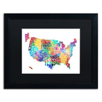 Trademark Fine Art ''United States Typography Map 2'' by Michael Tompsett 16" x 20" Black Matted Black Frame (MT0513-B1620BMF)