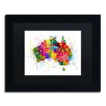 Trademark Fine Art ''Australia Paint Splashes Map'' by Michael Tompsett 11" x 14" Black Matted Black Frame (MT0515-B1114BMF)