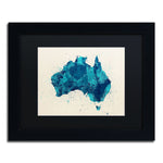 Trademark Fine Art ''Australia Paint Splashes Map 2'' by Michael Tompsett 11" x 14" Black Matted Black Frame (MT0516-B1114BMF)
