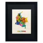Trademark Fine Art ''Colombia Watercolor Map'' by Michael Tompsett 16" x 20" Black Matted Black Frame (MT0518-B1620BMF)